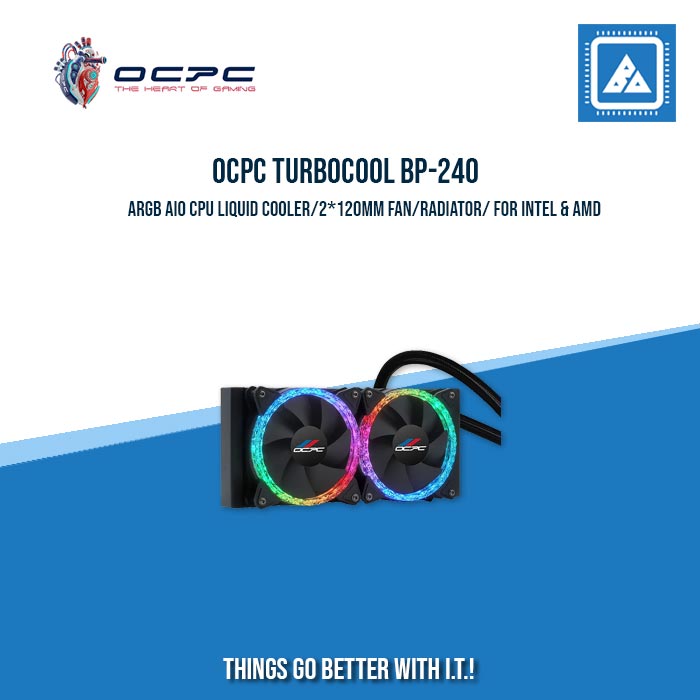 OCPC TURBOCOOL BP-240 ARGB AIO CPU LIQUID COOLER/2*120MM FAN/RADIATOR/ FOR INTEL & AMD OCPC TURBOCOOL BP-240 ARGB AIO CPU LIQUID COOLER/2*120MM FAN/RADIATOR/ FOR INTEL & AMD